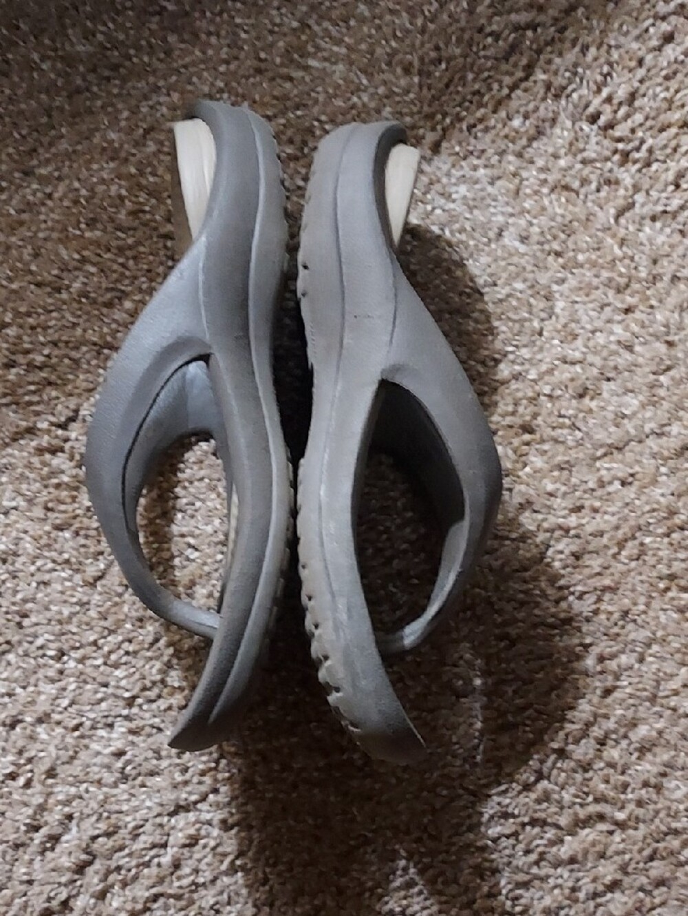CROCS Brown/Gray and Beige Classic Foam Flip Flops - Picture 3 of 7